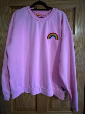 Aviator Nation Pastel Pink Rainbow Crewneck